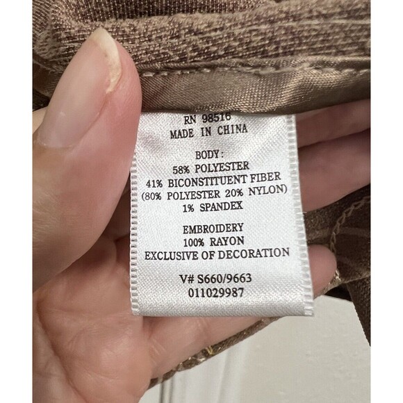 Coldwater Creek Jacket Womens 8 Brown Embroidered Asian Collar Boho NWT - Picture 9 of 12